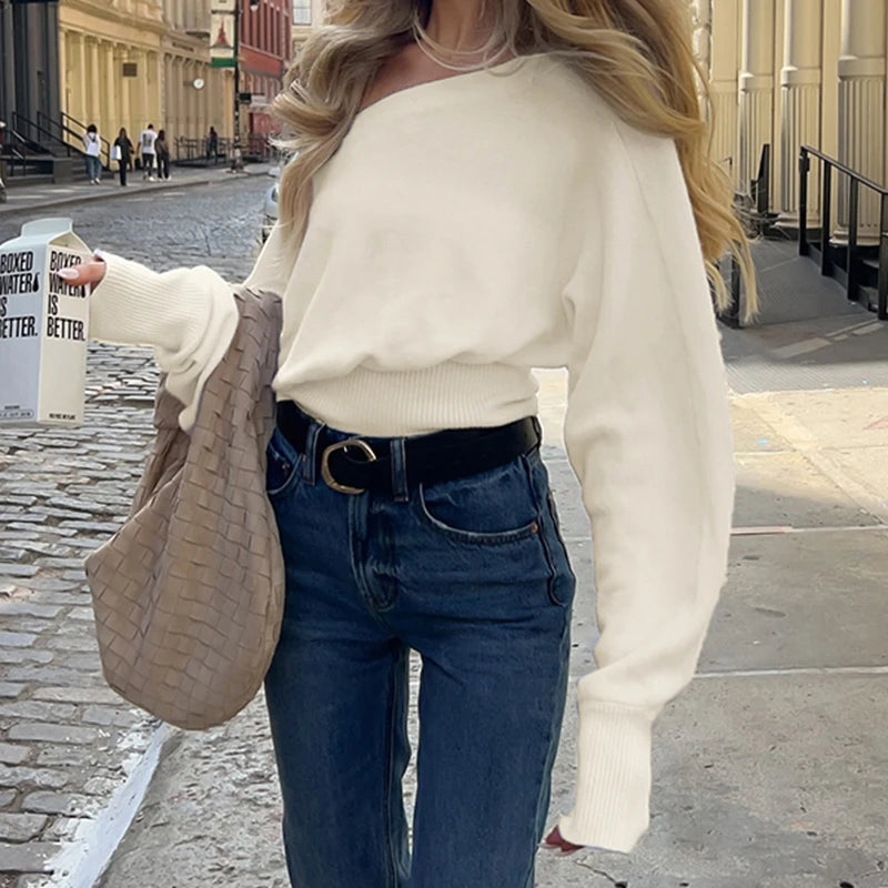Pull Élégant Oversize – Col Bardot