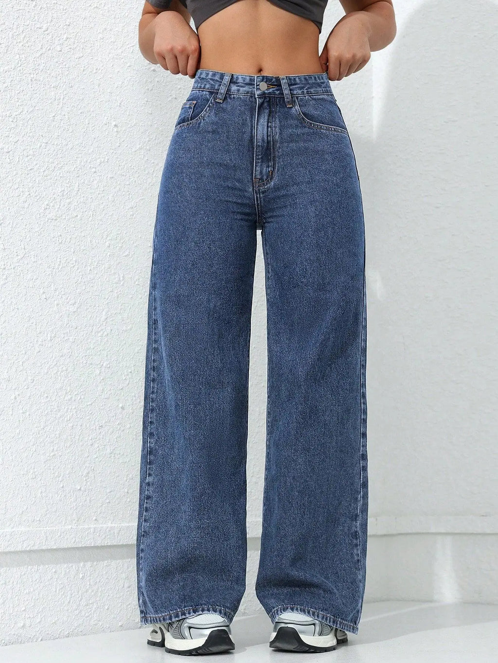 Jean Wide Leg – Taille Haute & Denim Delavé