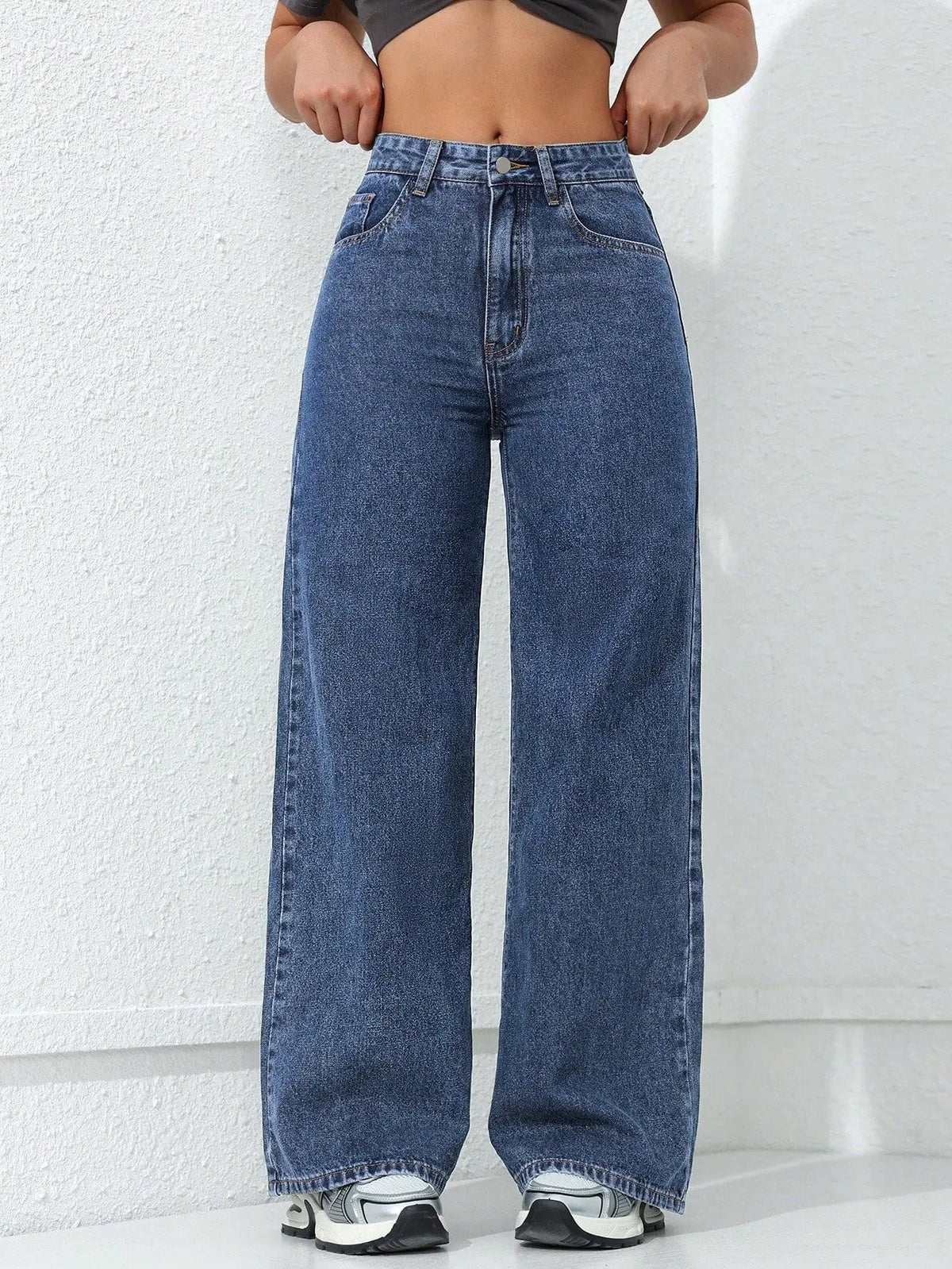 Jean Wide Leg – Taille Haute & Denim Delavé