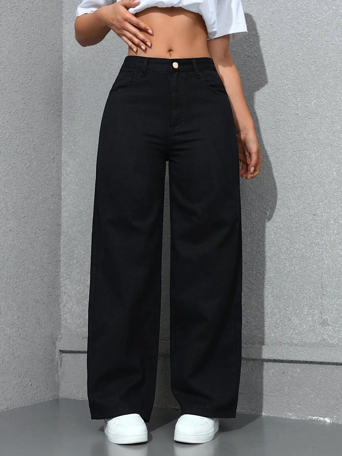 Jean Wide Leg – Taille Haute & Denim Delavé
