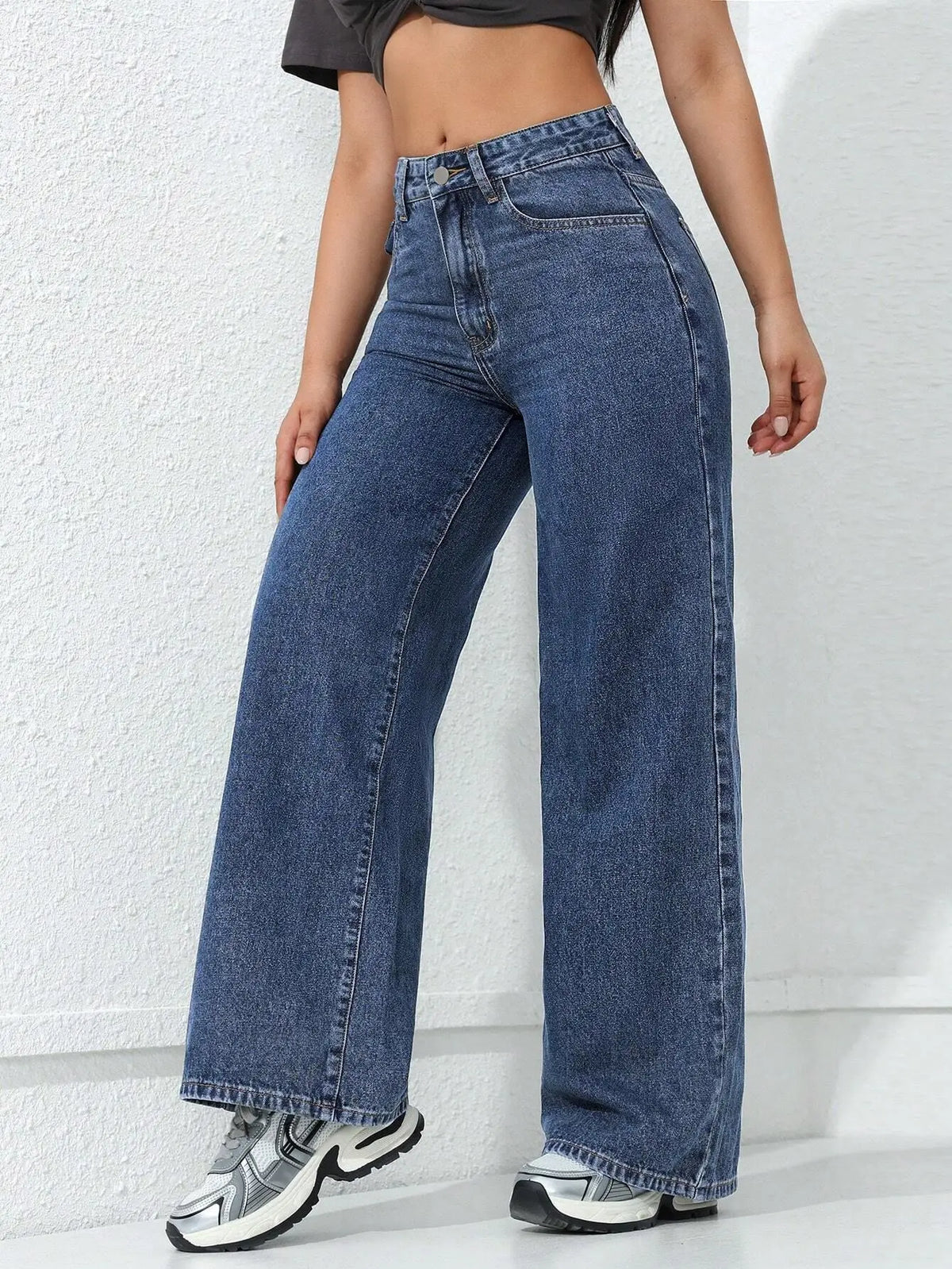 Jean Wide Leg – Taille Haute & Denim Delavé