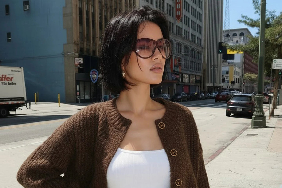 Gilet Knit Rétro – Maille Imprimée & Coupe Ample